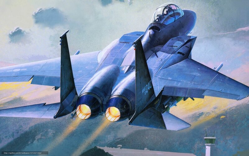 Fighter Jet in Flight — Blue, Dramatic, Sunset, Digital Art