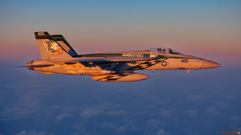 Fighter Jet in Flight — Blue, Dramatic, Sunset, Photograph, Clouds, Sky