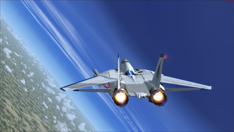 Fighter Jet in Flight — Blue, Dynamic, Afternoon, 3d Render, Jet Engine, Clouds