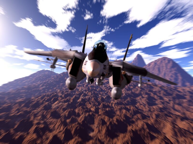 Fighter Jet in Flight — Blue, Dynamic, Afternoon, 3d Render