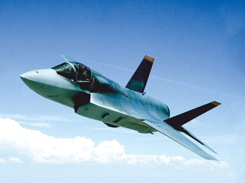 Fighter Jet in Flight — Blue, Dynamic, Afternoon, Photograph, Sky, Clouds, Cockpit
