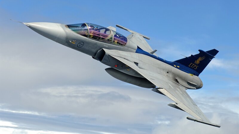 Fighter Jet in Flight — Blue, Dynamic, Afternoon, Photograph, Sky, Clouds, Pilot