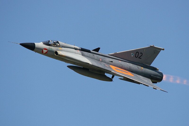 Fighter Jet in Flight — Blue, Dynamic, Afternoon, Photograph, Sky
