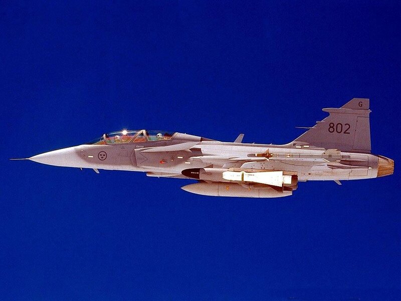 Fighter Jet in Flight — Blue, Dynamic, Photograph, Aircraft, Missile