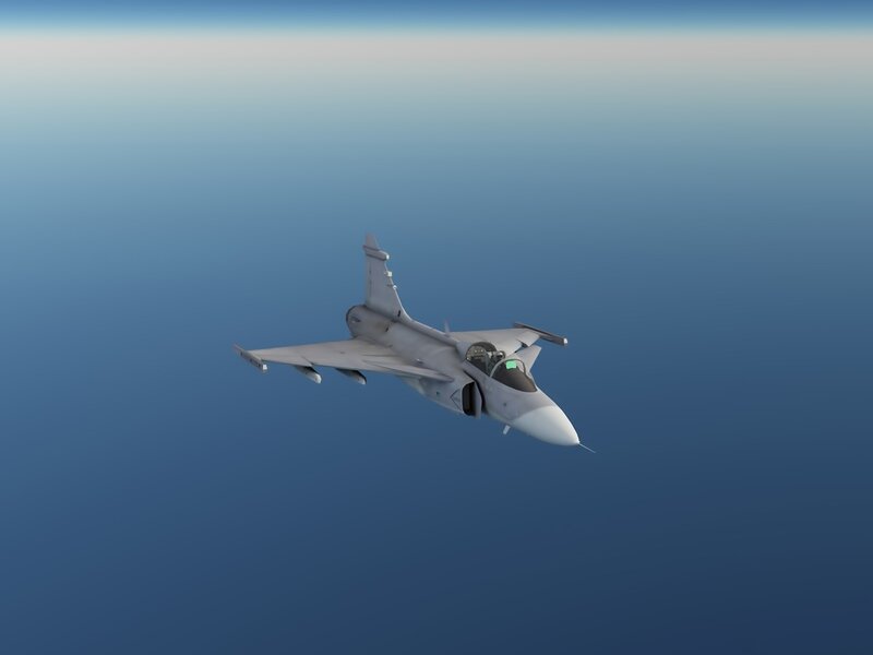 Fighter Jet in Flight — Blue, Serene, 3d Render