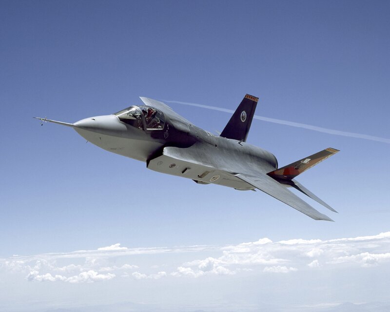 Fighter Jet in Flight — Blue, Serene, Afternoon, Photograph, Clouds, Sky