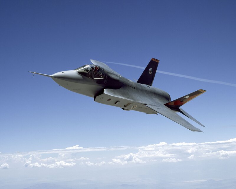 Fighter Jet in Flight — Blue, Serene, Afternoon