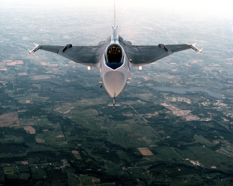 Fighter Jet in Flight — Gray, Aerial, Afternoon, Photograph, Aircraft