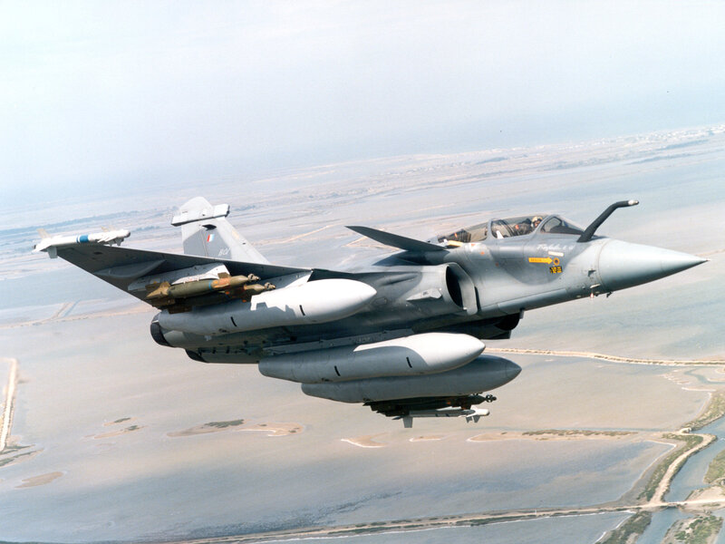 Fighter Jet in Flight — Gray, Aerial, Afternoon, Photograph, Missiles
