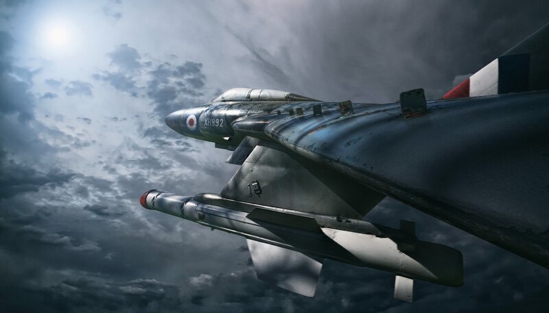 Fighter Jet in Flight — Gray, Dramatic, 3d Render, Aircraft, Missile