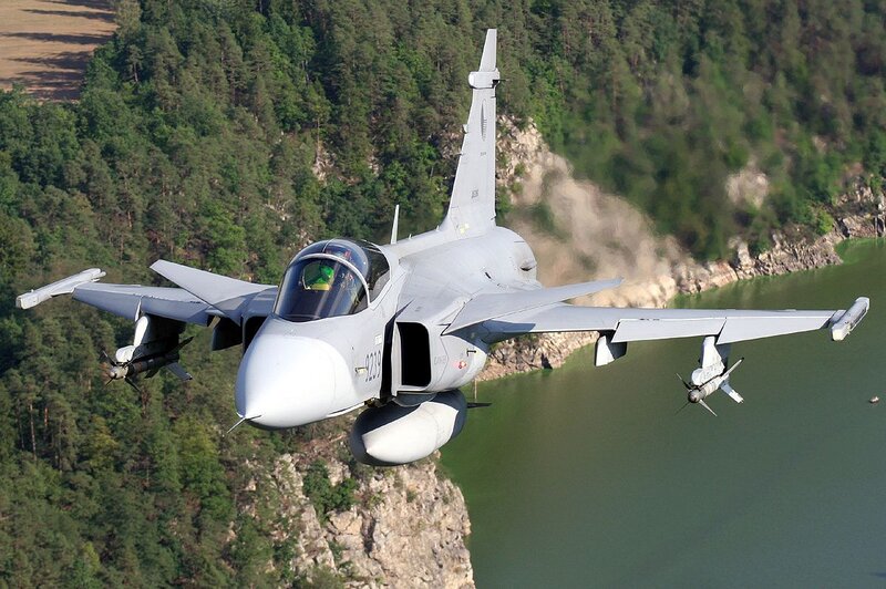 Fighter Jet in Flight — Gray, Dramatic, Afternoon, Photograph, Forest