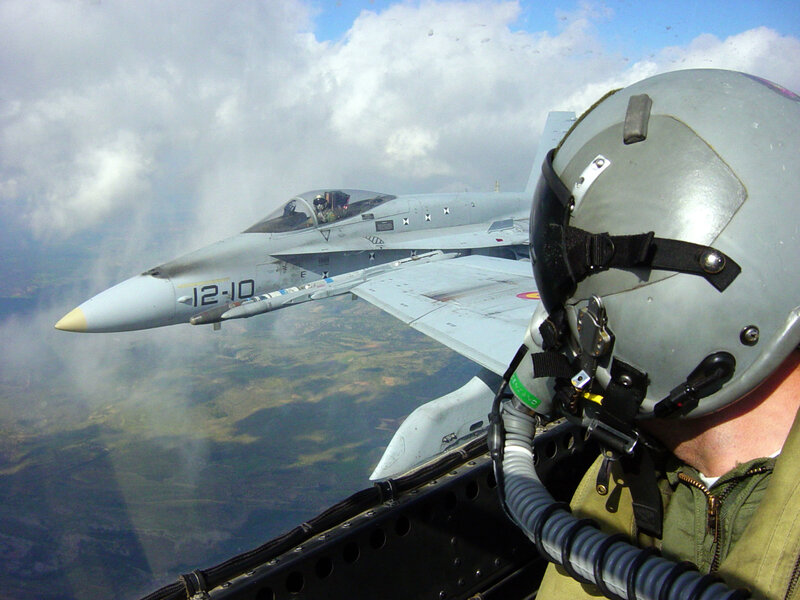 Fighter Jet in Flight — Gray, Dramatic, Afternoon, Photograph, Pilot, Clouds