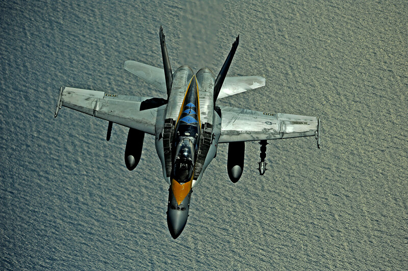 Fighter Jet in Flight — Gray, Dramatic, Daytime
