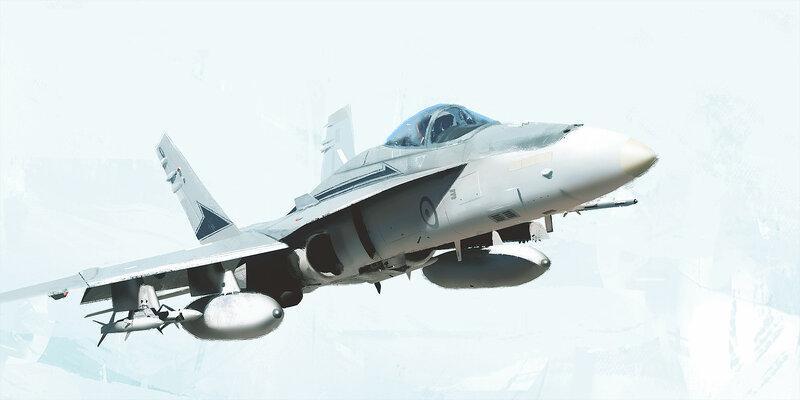 Fighter Jet in Flight — Gray, Dramatic, Digital Art, Aircraft, Missiles