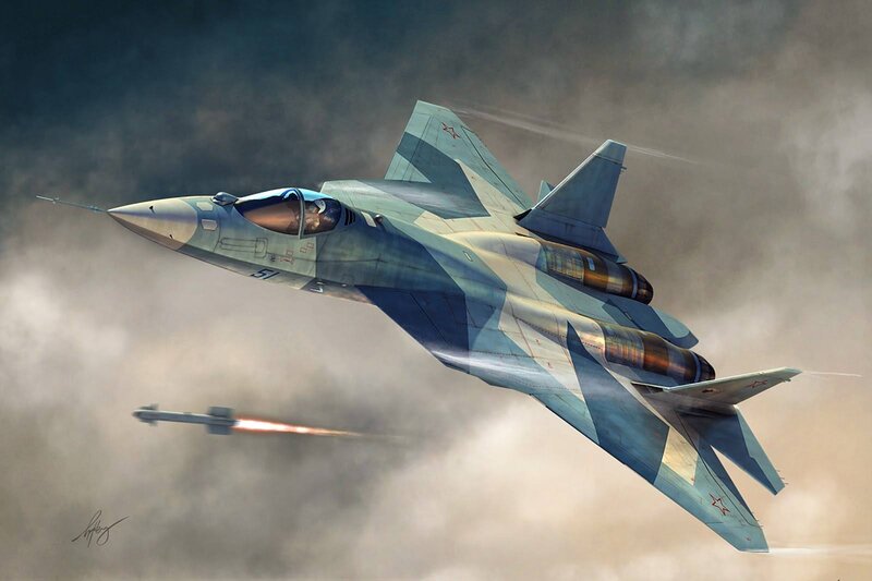 Fighter Jet in Flight — Gray, Dramatic, Digital Art, Missile