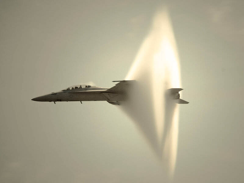 Fighter Jet in Flight — Gray, Dramatic, Photograph, Cloud