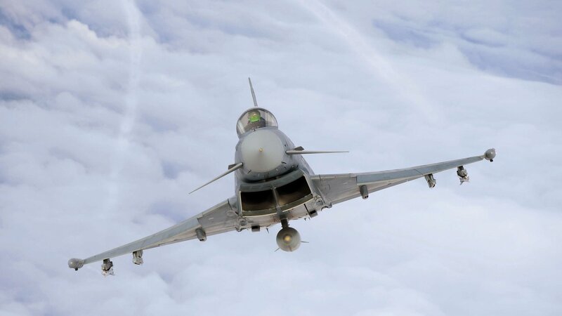 Fighter Jet in Flight — Gray, Dramatic, Photograph, Clouds, Cockpit