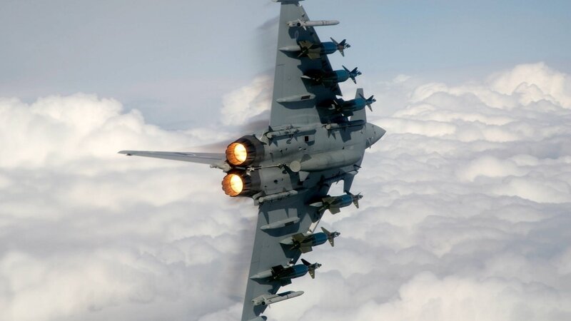Fighter Jet in Flight — Gray, Dramatic, Photograph, Clouds, Missiles, Jet Engines