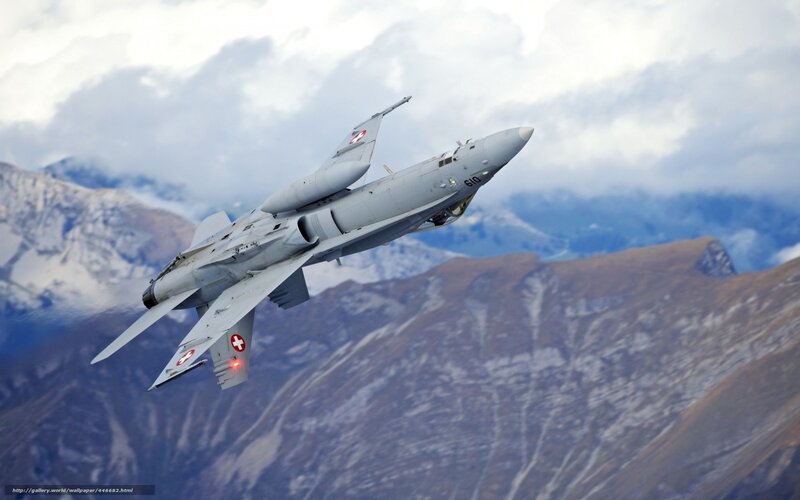 Fighter Jet in Flight — Gray, Dramatic, Photograph, Mountains, Clouds, Aircraft