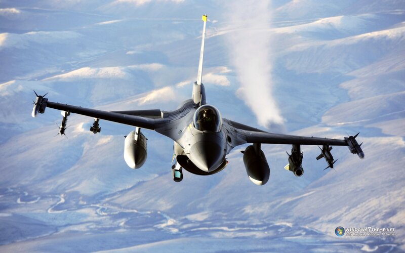 Fighter Jet in Flight — Gray, Dramatic, Photograph, Mountains, Clouds