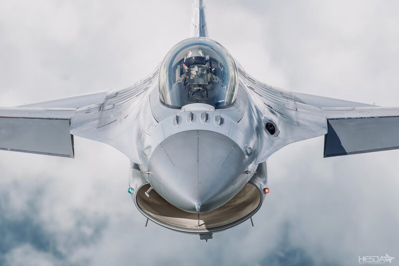 Fighter Jet in Flight — Gray, Dramatic, Photograph, Pilot, Clouds