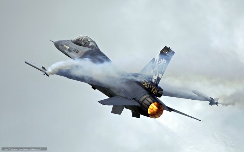 Fighter Jet in Flight — Gray, Dramatic, Photograph, Smoke, Missile