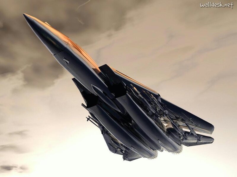 Fighter Jet in Flight — Gray, Dramatic, Sunset, Digital Art