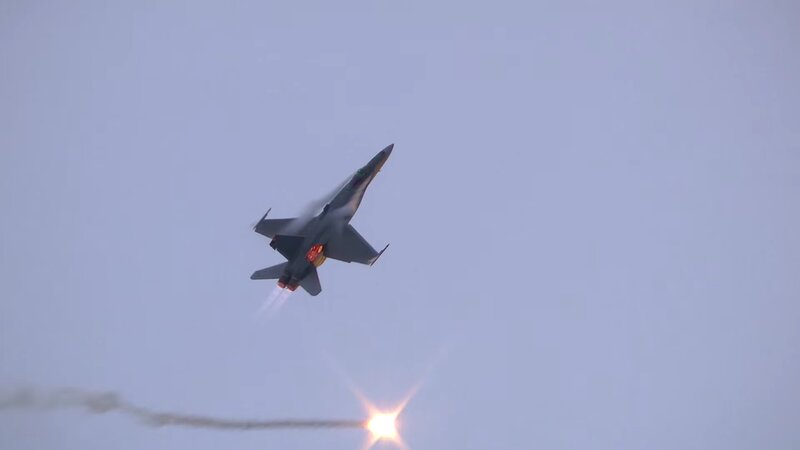 Fighter Jet in Flight — Gray, Dramatic, Sunset, Photograph, Sun