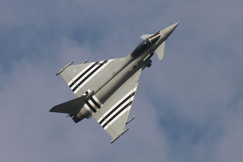 Fighter Jet in Flight — Gray, Dynamic, Afternoon, Photograph, Aircraft, Sky