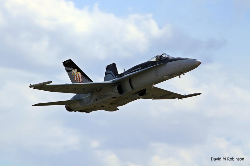 Fighter Jet in Flight — Gray, Dynamic, Afternoon, Photograph, Clouds