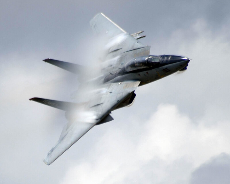 Fighter Jet in Flight — Gray, Dynamic, Photograph, Clouds, Aircraft