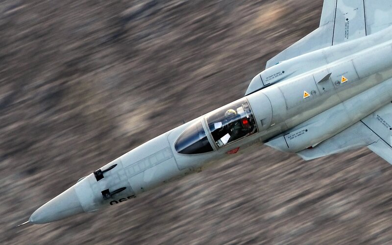 Fighter Jet in Flight — Gray, Dynamic, Photograph, Pilot
