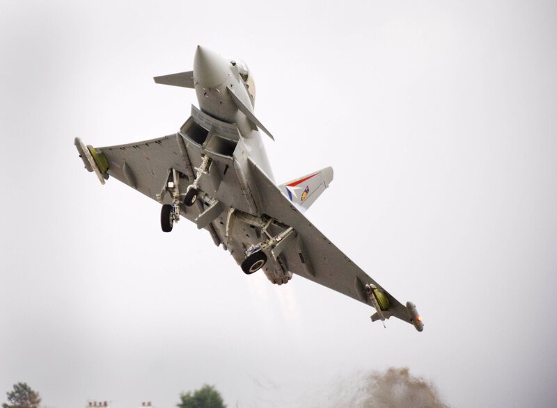 Fighter Jet in Flight — Gray, Dynamic, Photograph