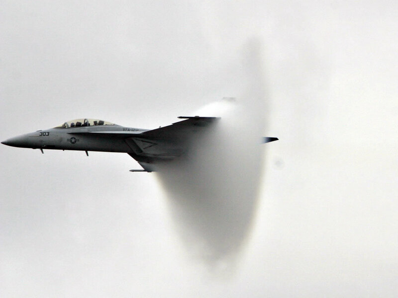 Fighter Jet in Flight — Gray, Photograph