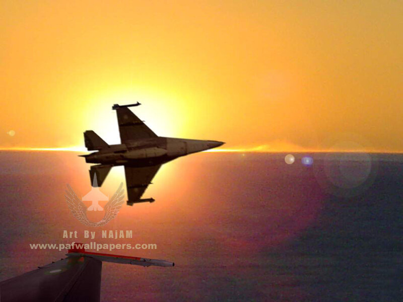 Fighter Jet in Flight — Orange, Dramatic, Sunset, Digital Art, Sun