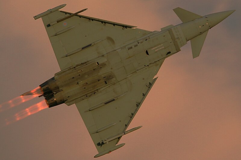 Fighter Jet in Flight — Orange, Dramatic, Sunset