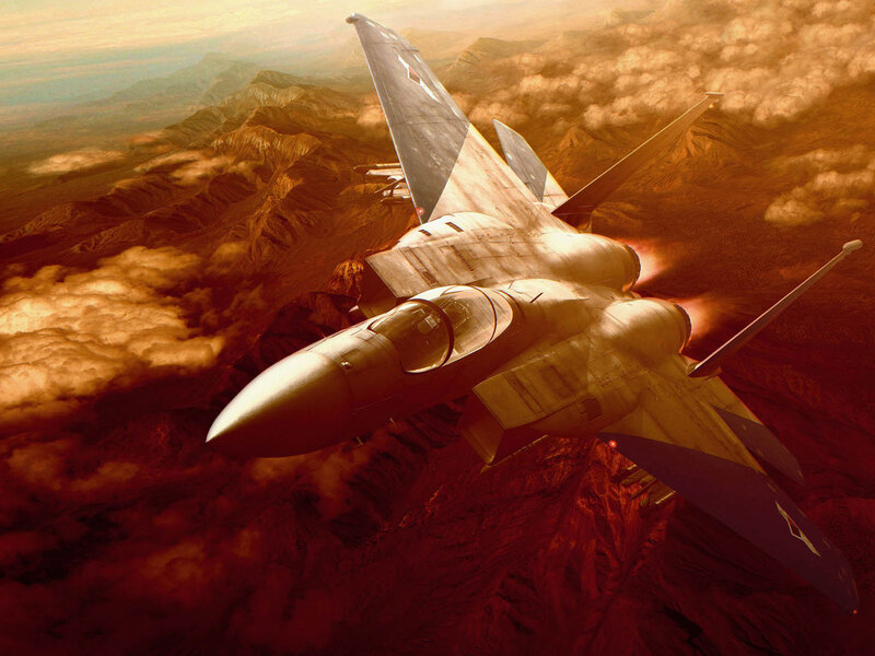 Fighter Jet in Flight — Orange