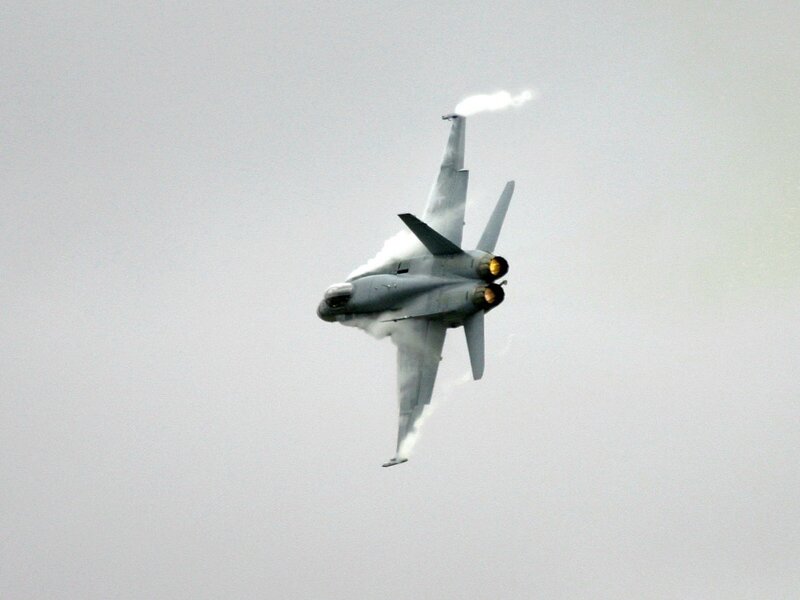 Fighter Jet in Flight — Smoke