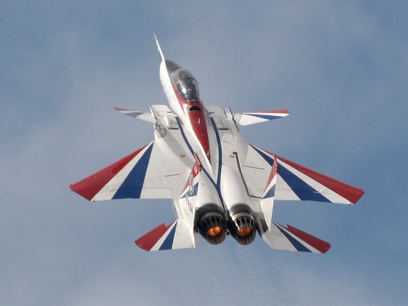 Fighter Jet in Flight — White, Dynamic, Photograph, Jet Engine