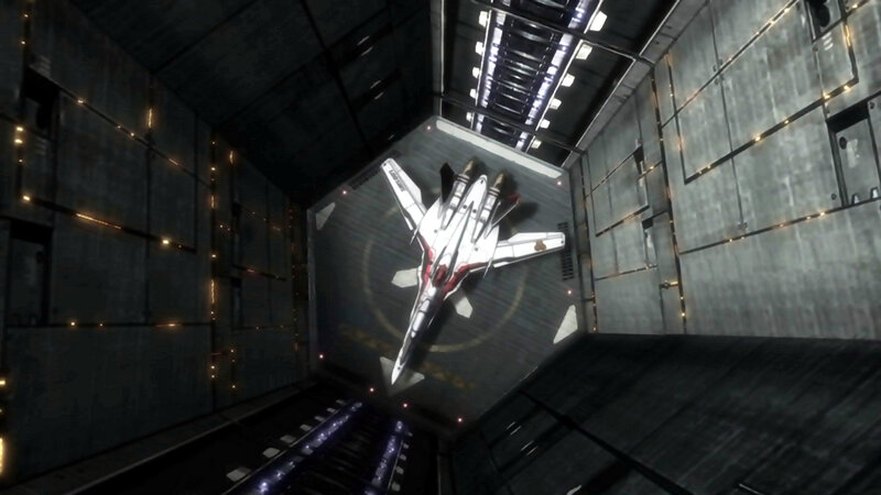 fighter jet in hangar bay