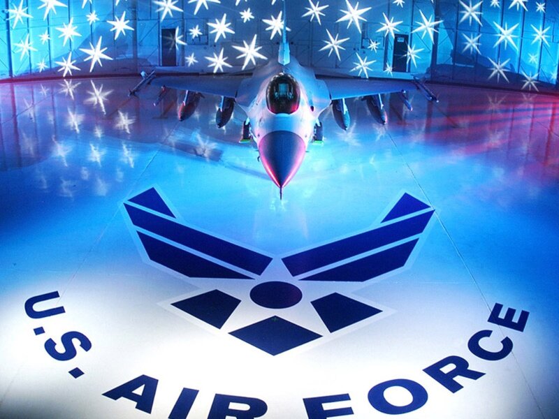 Fighter Jet in Hangar — Blue