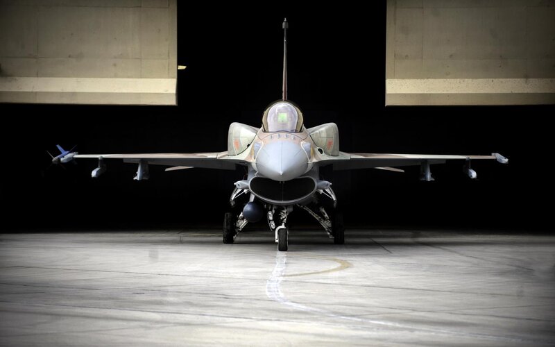 Fighter Jet in Hangar — Gray, Dramatic