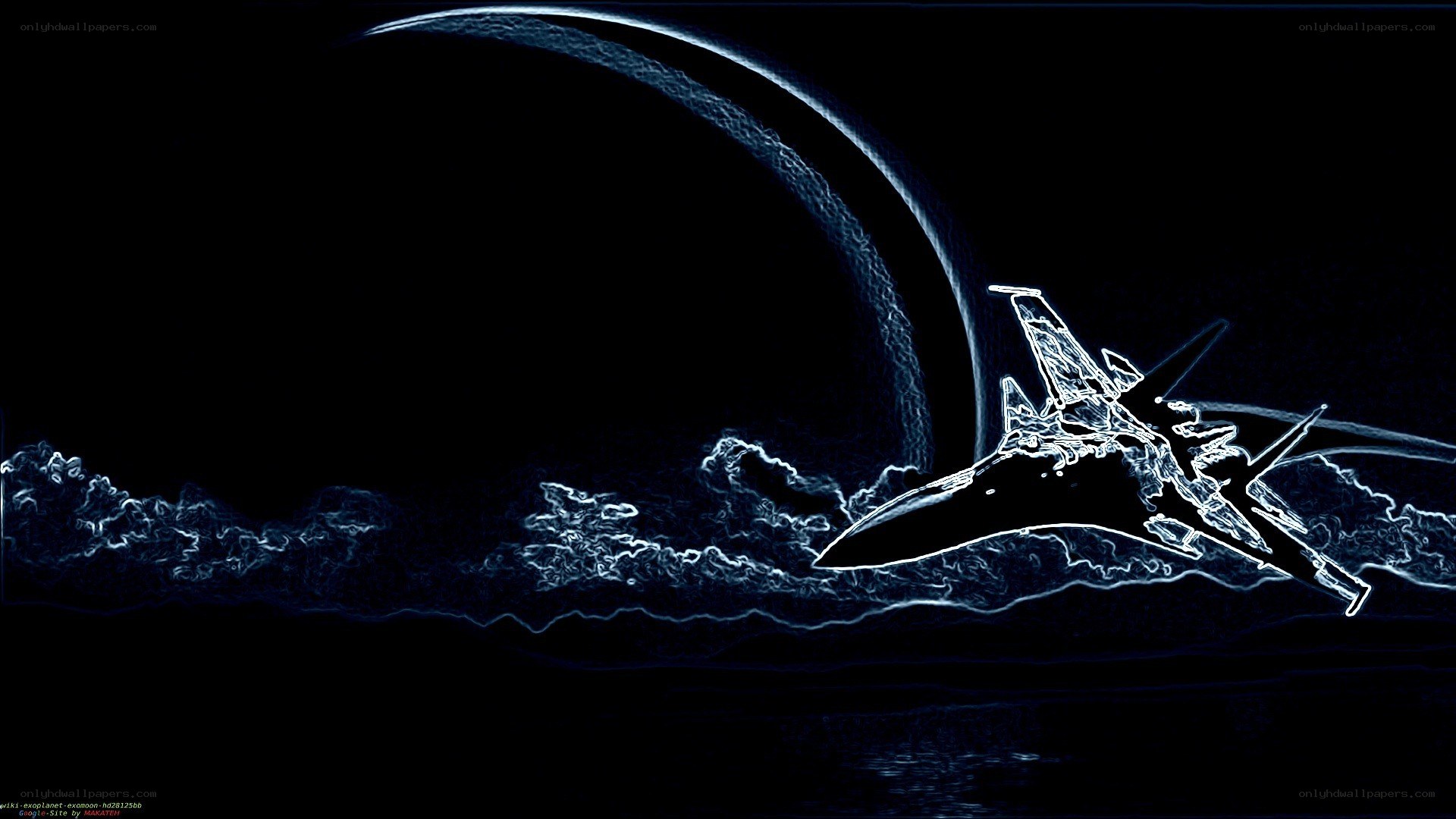 fighter jet in neon style