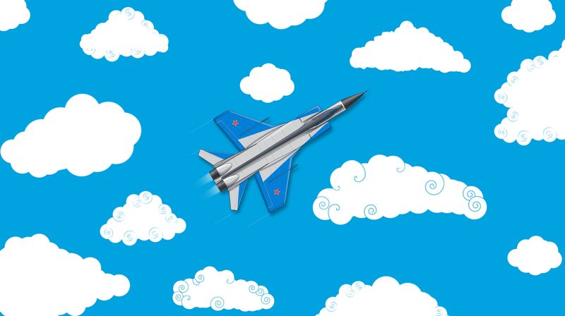 Fighter Jet in Sky — Blue, Calm