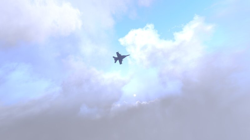 Fighter Jet in Sky — Blue, Serene
