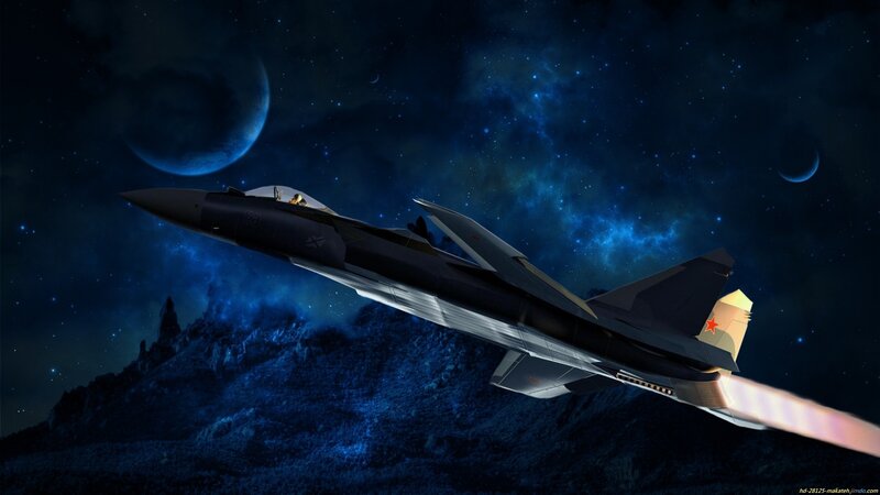 Fighter jet in space
