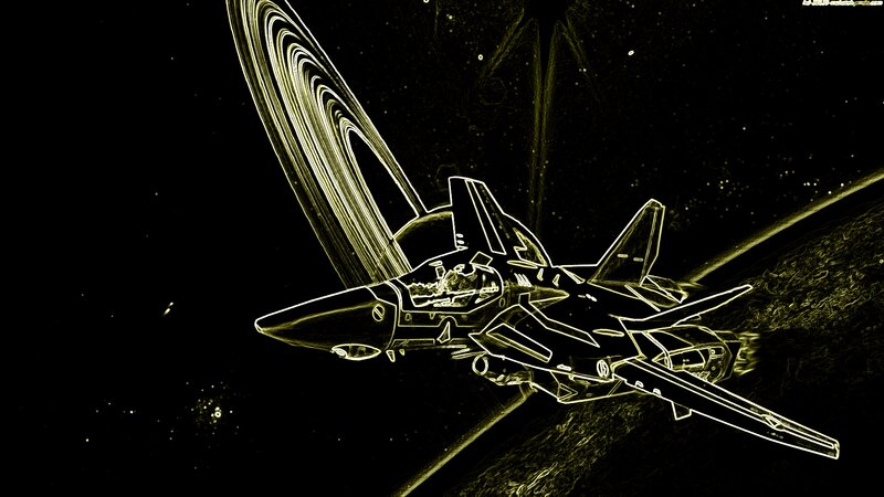 Fighter Jet in Space — Black