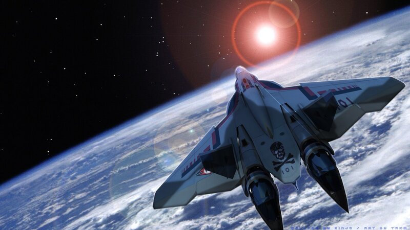 Fighter Jet in Space — Gray