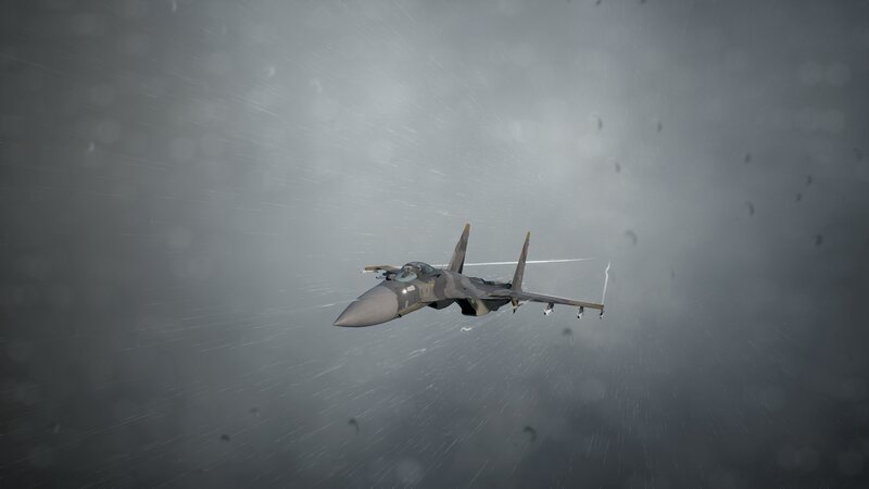 Fighter Jet in Storm — Gray, Dramatic, Digital Art