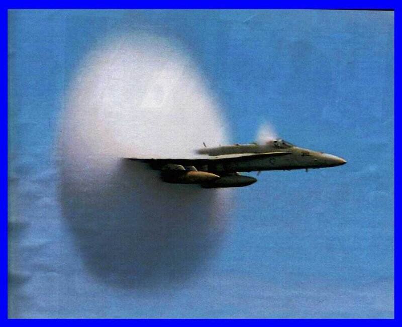 Fighter Jet in Supersonic Flight — Blue, Dramatic